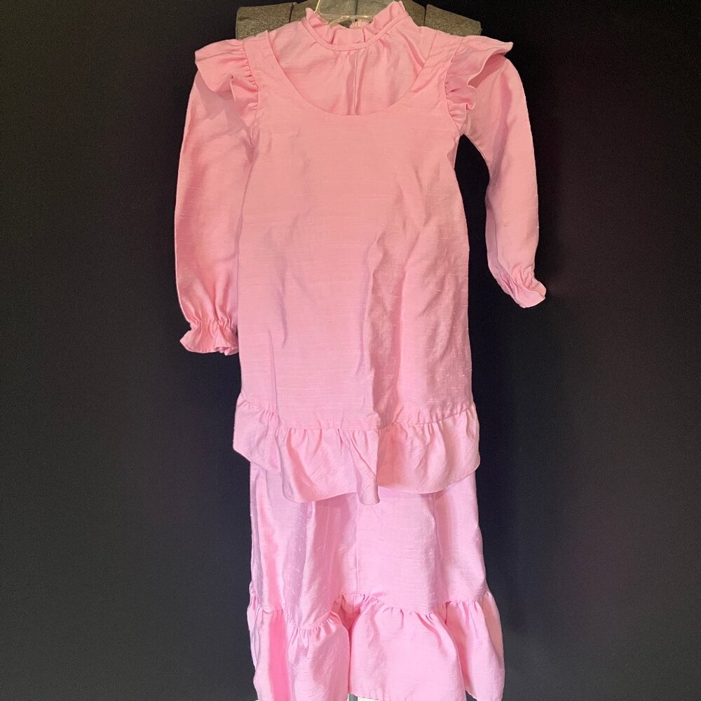 Vintage Pink Handmade Prairie Dress with Matching Apron